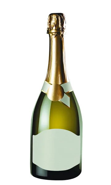 Champagne bottle isolated on white + clipping path. — Stock Photo, Image