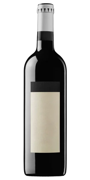 Uma garrafa de vinho tinto, isolado em branco com recorte caminho . — Fotografia de Stock