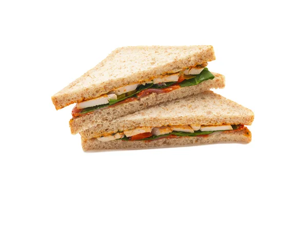 stock image Healthy ham sandwich with cheese, tomatoes and lettuce