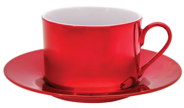 Rote Tasse isoliert auf weißem Hintergrund — Stockfoto
