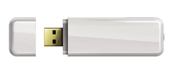 Memoria flash USB isolata su sfondo bianco. — Foto Stock