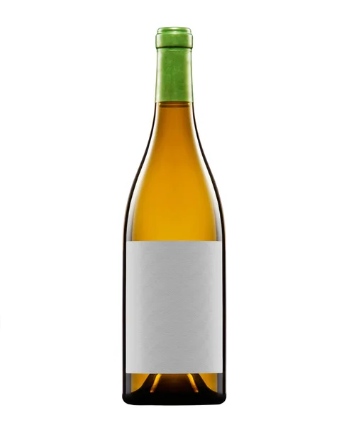 En flaske hvidvin, isoleret på hvid med klipning sti . - Stock-foto