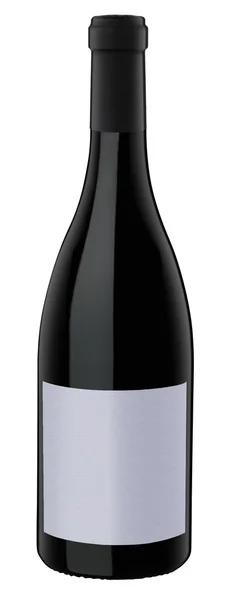 Пляшка червоного вина, ізольована на білому з відсічним контуром . — стокове фото