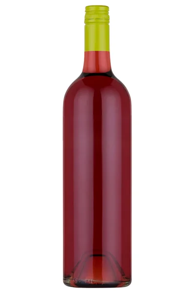 En flaska rött vin, isolerad på vit + urklippsbana. — Stockfoto