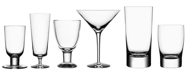 Beyaz zemin üzerine izole boş kokteyl bardağı seti — Stok fotoğraf