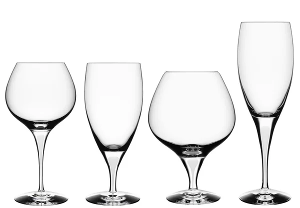 Κοκτέιλ συλλογή γυαλιού - ποτήρια κρασιού που απομονώνονται σε λευκό + cli — Φωτογραφία Αρχείου