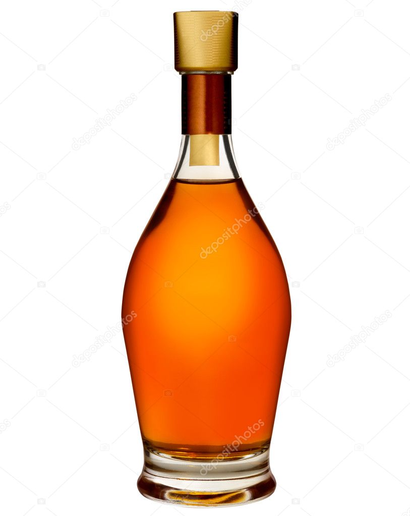 Brandy bottle isolated on a white background — Stock Photo © scratch