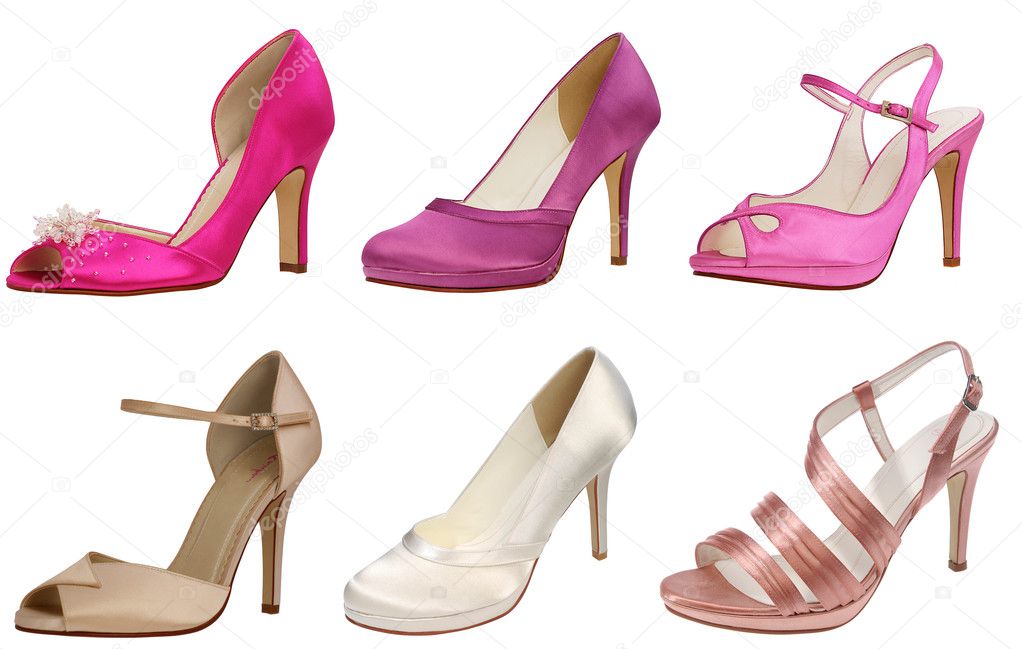 Modern summer female shoes on the white background