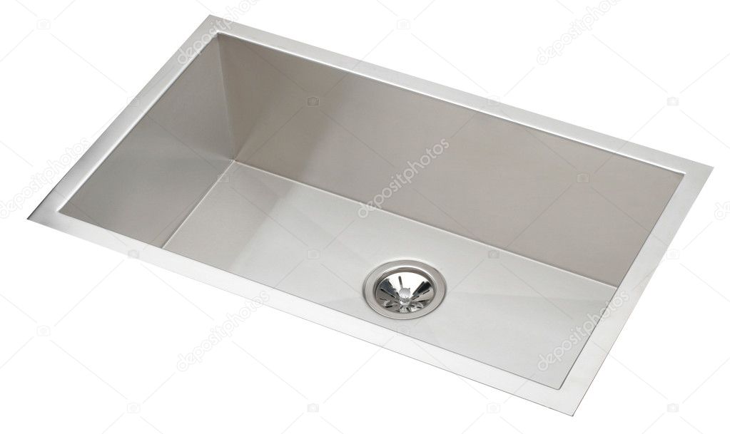 Fresh and clean metal sink and silver water filter