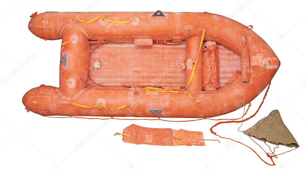 Inflatable Lifeboat Isolated on white