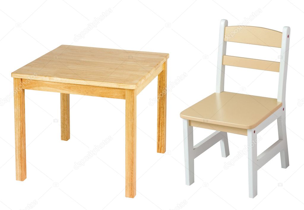 Chair and Table Isolated on the white background
