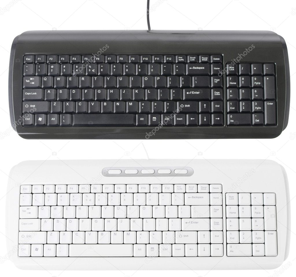 White and Black Keyboards isolated with clipping path over white