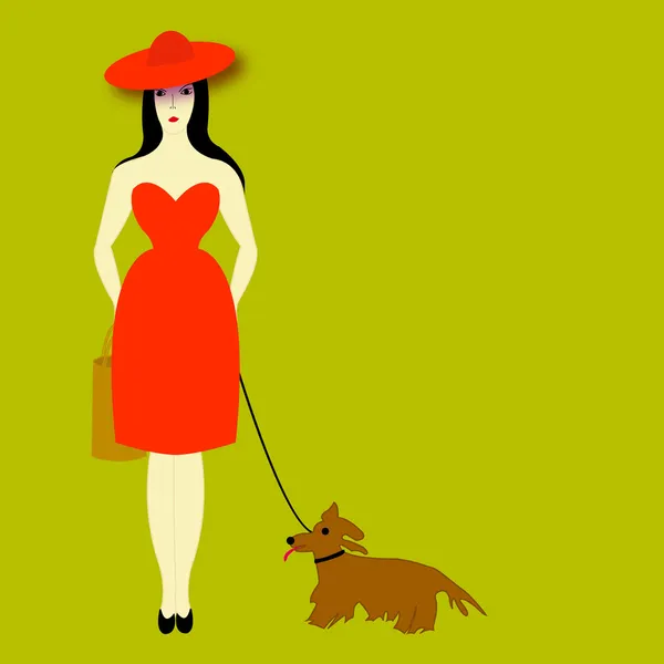 Die Dame mit Hund — Stockvektor