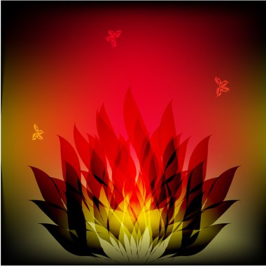 Abstract image with butterfly and fire clipart
