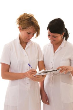 Two young nurses clipart