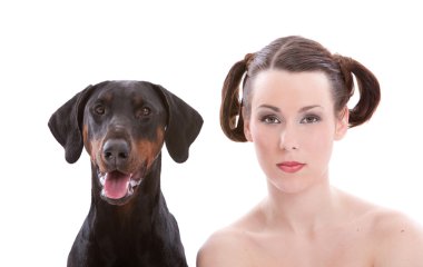 Owner and dog clipart