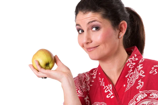 Yaşam sağlıklı bir elma yiyin — Stok fotoğraf