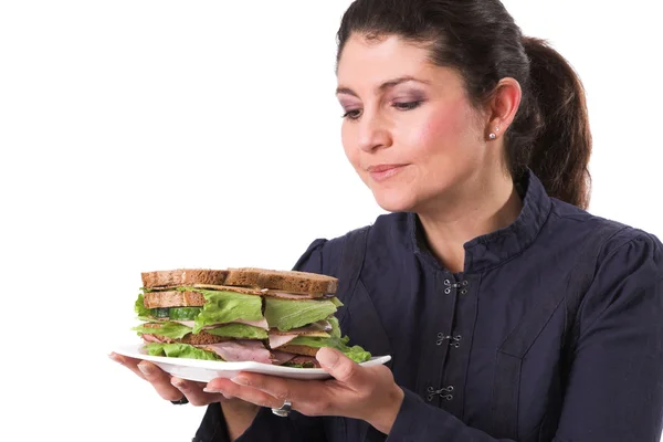Adoro a minha sanduíche. — Fotografia de Stock