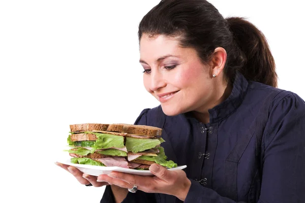 Mirando adelante a su sándwich — Foto de Stock