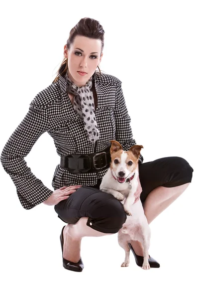 Bella donna e il suo cane — Foto Stock