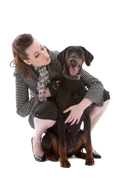 Девочка и её собака — стоковое фото