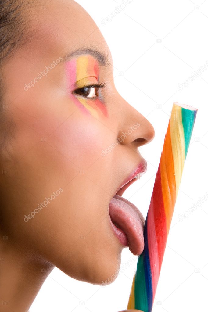 Licking the candy