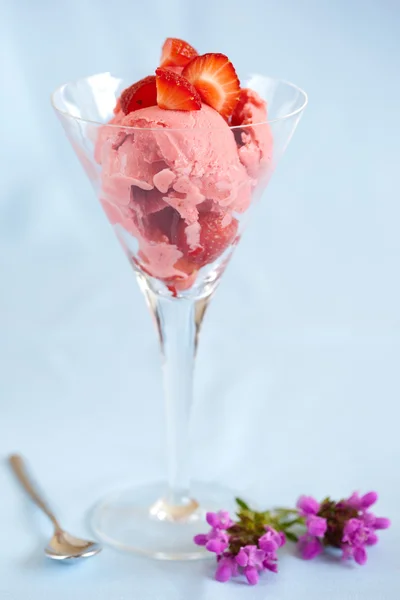 딸기 냉동된 요구르트 — 스톡 사진