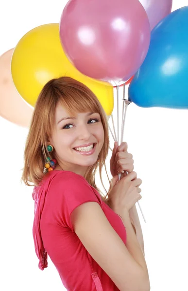 Girl holding air balloon — Stock Photo, Image