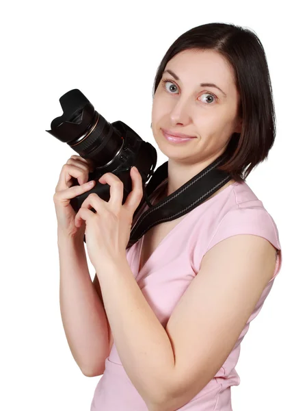 stock image Woman holding a camera