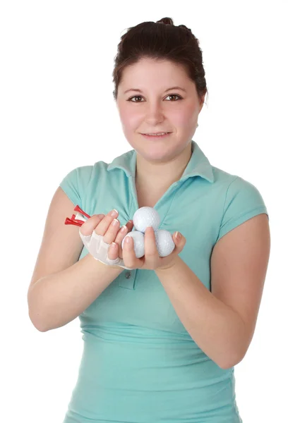 Young brunette female golfer