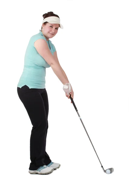 Stock image Young brunette female golfer