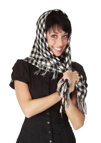 Sevimli kadın eşarp ile — Stok fotoğraf