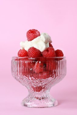 Raspberries and cream clipart