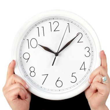 Woman holding a clock clipart