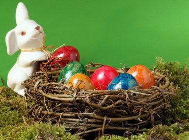 An Easter nest with an Easter hare clipart