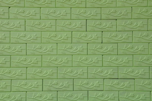 Grüne Farbe Ziegelwand Hintergrund — Stockfoto