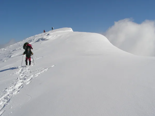 冬の斜面に観光客 — ストック写真