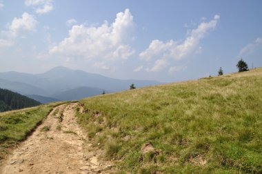 bir tepenin üstünde yol.