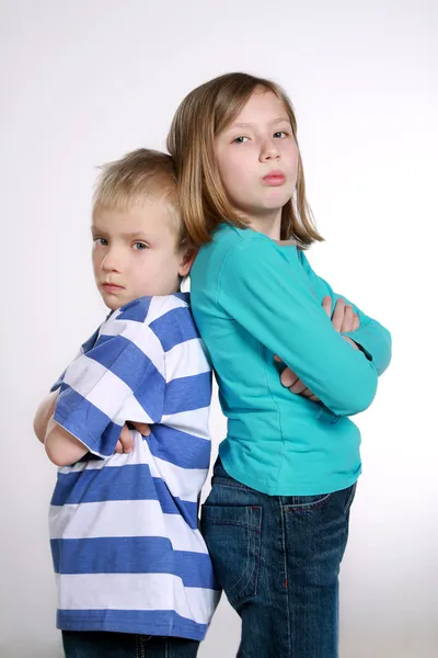 Boy and girl after quarrel — Stock Photo, Image