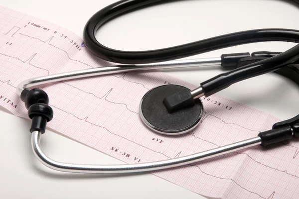 stock image A ekg strip and stethoscope