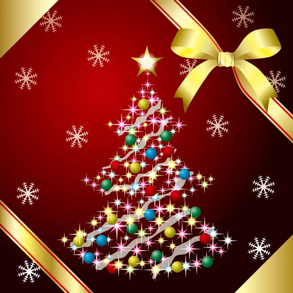 Χριστουγεννιάτικο δέντρο και κορδέλα — Διανυσματικό Αρχείο