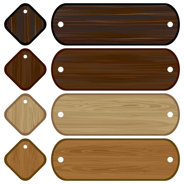 Pancartas y etiquetas de madera — Vector de stock