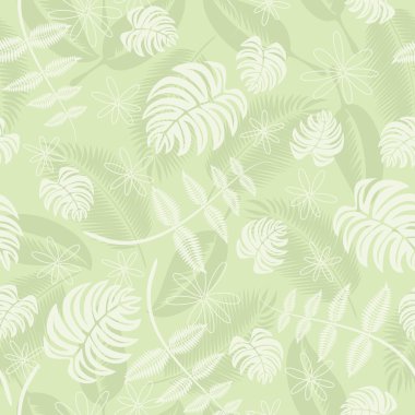 Seamless tropical leafs pattern clipart