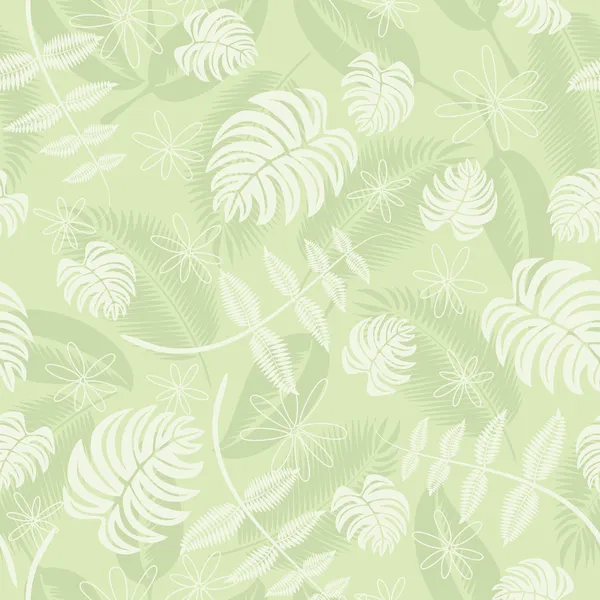 シームレスな熱帯の葉のパターン — ストックベクタ