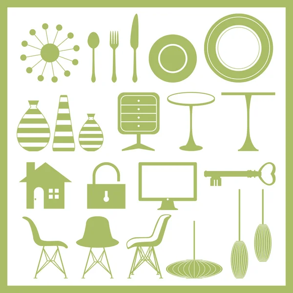 家具和家居用品的图标集 — 图库矢量图片