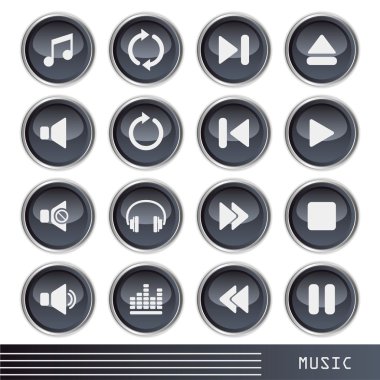 Music icons set clipart