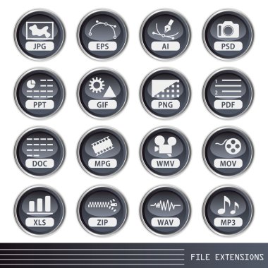 File extensions icons set clipart