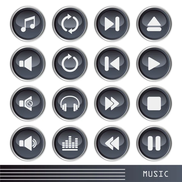Muziek iconen set — Stockvector