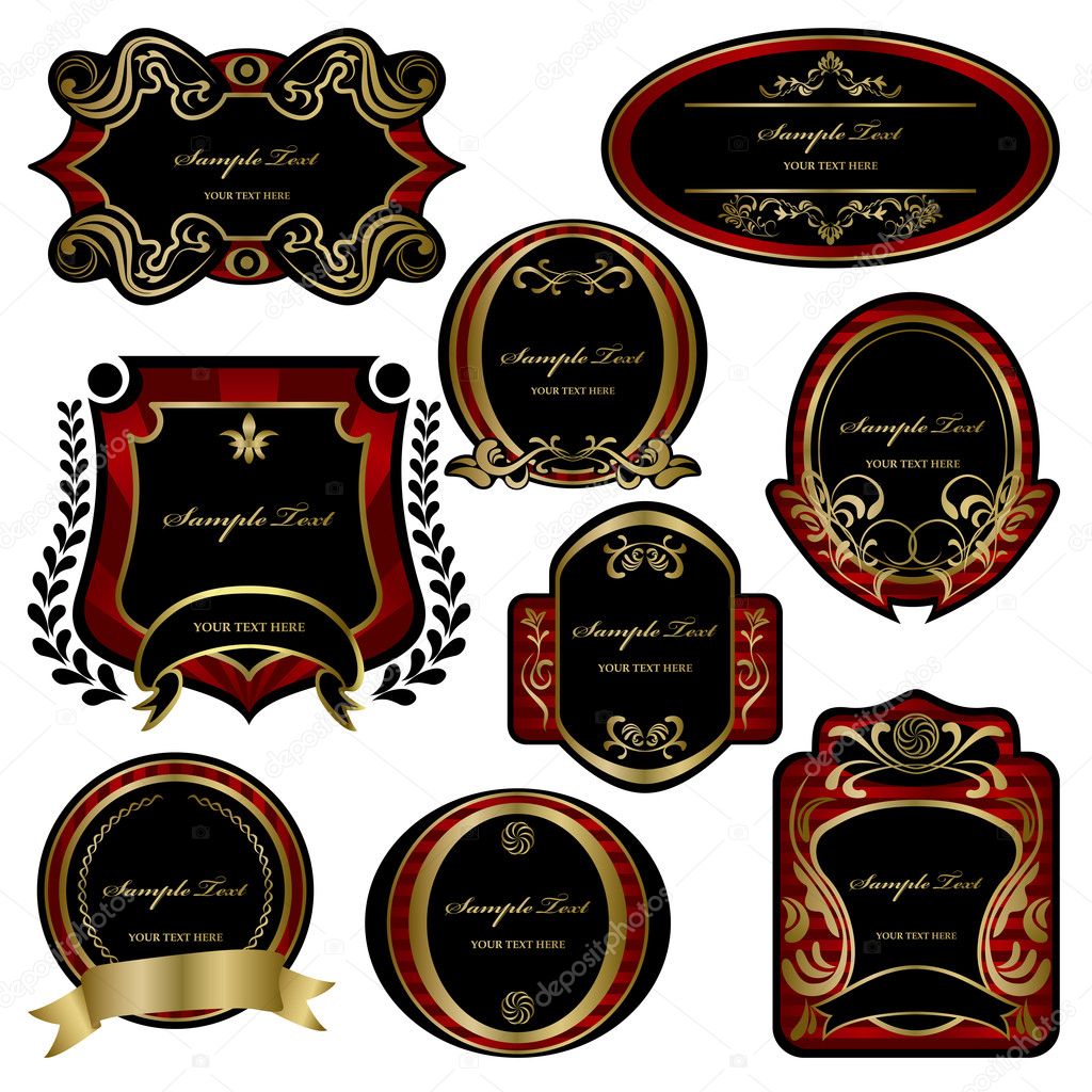 Abstract decoration labels set