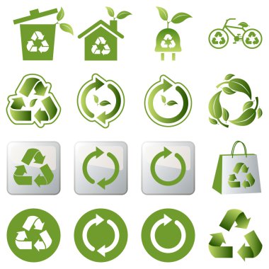 Recycle icons set clipart
